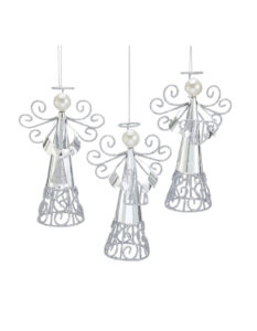 Set 3 ornamente îngerași cu perle 11cm
