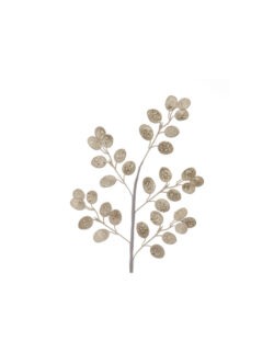 Crenguță cu frunze platinate cu paiete 66cm
