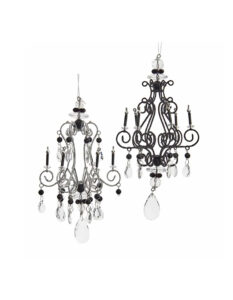 Set 2 ornamente candelamre metalice negru și argintiu 21cm