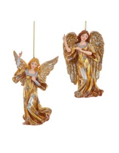 Set 2 ornamente îngeri auriu și argintiu 13cm