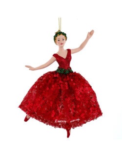Ornament balerină roșie 15cm