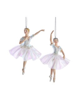 Set 2 ornamente balerine opalescente 15cm