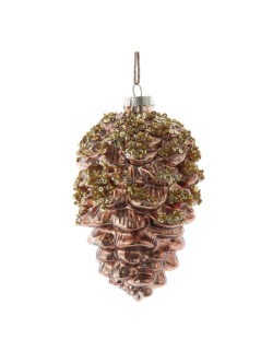 Ornament con de sticlă cu paiete 13cm