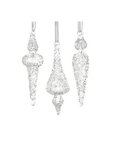 Set 3 globuri de sticlă vintage transparente 15cm