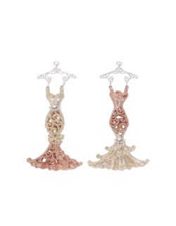 Set 2 ornamente rochii roz pe umeraș 18cm